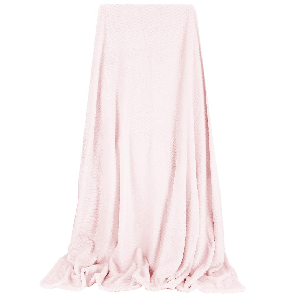 Patura pufoasa pentru 2 persoane, 2 fete, model in relief, 160x200cm, roz deschis