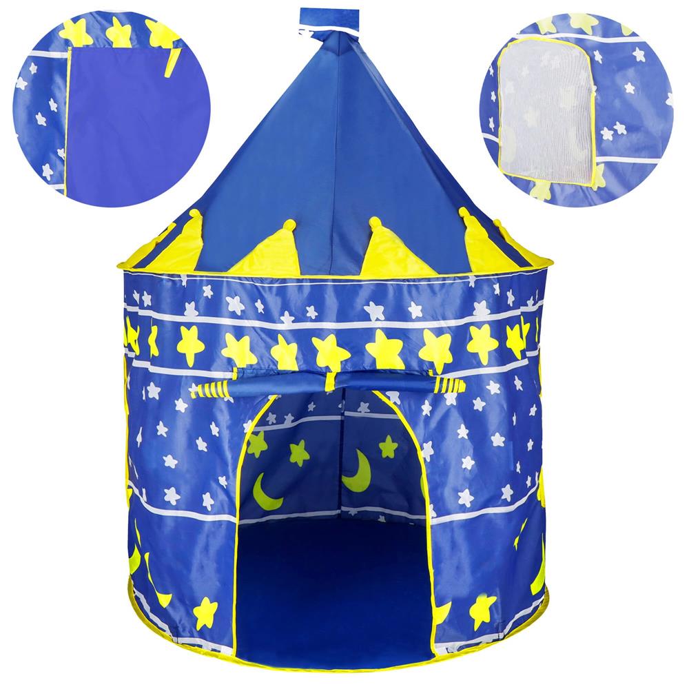 Cort Castel de joaca pentru copii, pliabil, 100x140 cm, albastru