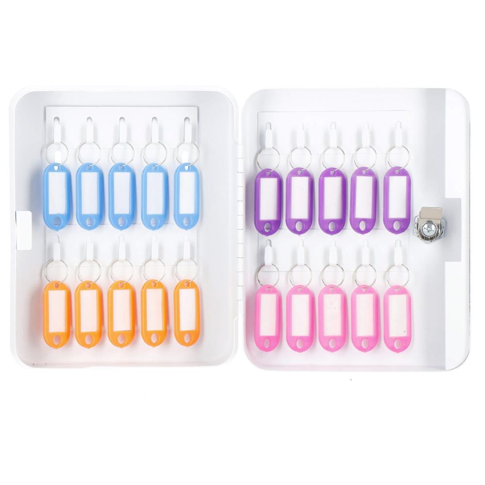 Cutie metalica din otel pentru 20 chei, echipata, 20x16x7.5cm, alba