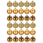 Set globuri de Craciun, 30 bucati, 3 modele, 6cm, auriu