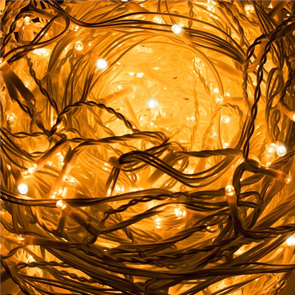 Ghirlanda luminoasa tip perdea 300 LED-uri, 12m, pentru interior/exterior, cu flash, iluminare galbena