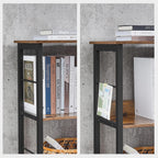 VASAGLE Biblioteca, raft cu 6 unitati de depozitare, din lemn, 33x120x80 cm, maro rustic