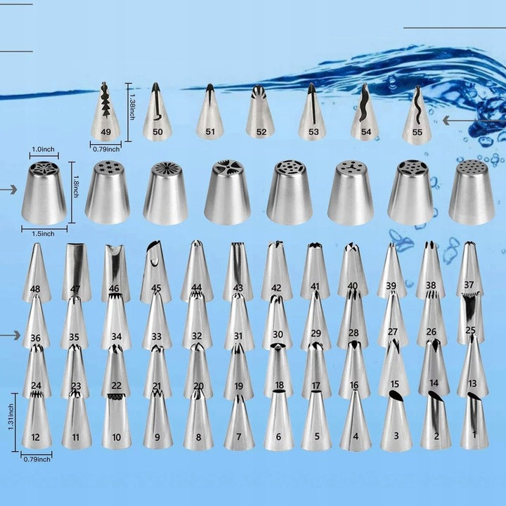 Set patiserie cu platou rotativ, 137 piese cu sabloane pentru ornarea prajiturilor