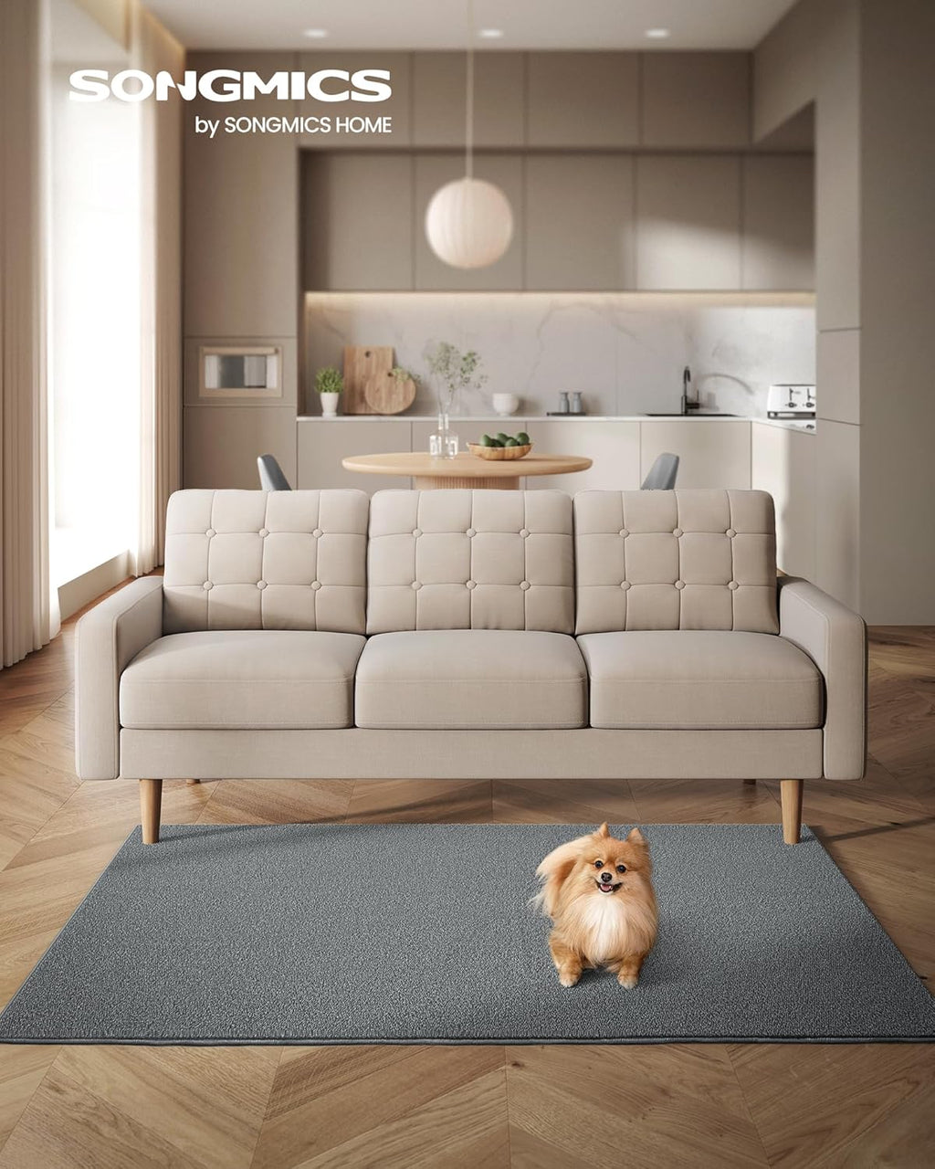 SONGMICS Covor decorativ antiderapant, lavabil la masina, 120x170 cm, gri