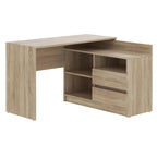 Birou colt Delta 120x50x75 cm cu comoda 100x42x72 cm, 2 sertare, montaj stanga/dreapta, sonoma