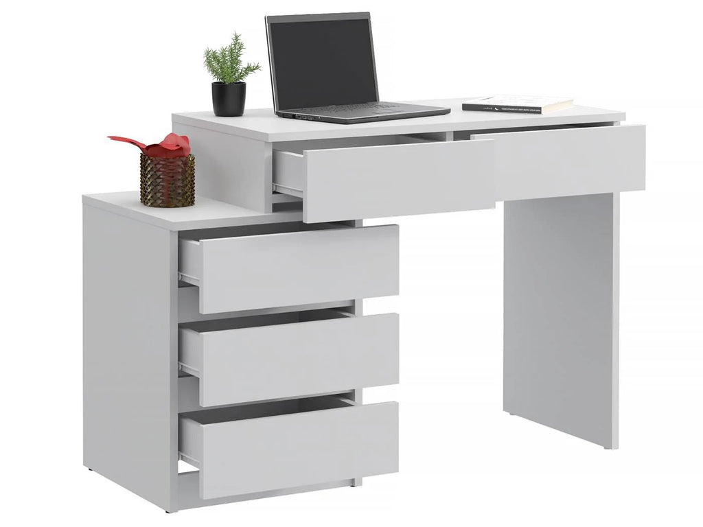 Birou compact Gamma T1 cu 5 sertare, 90x47x78 cm, montaj stanga/dreapta