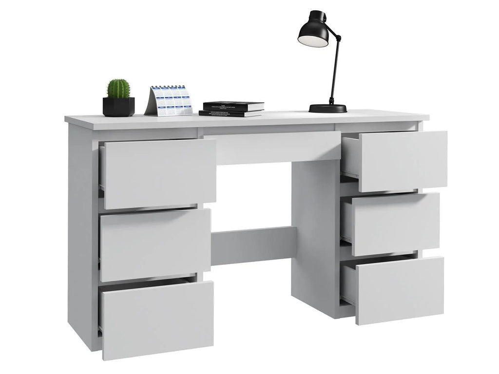 Birou cu 7 sertare Beta 4 120x43x75 cm, design minimalist, alb