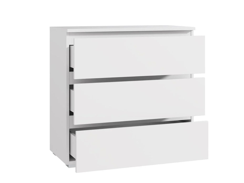 Comoda cu 3 sertare NEO 80, 80x40x80 cm, finisaj alb mat