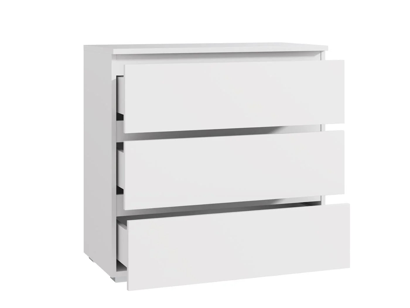 Comoda cu 3 sertare NEO 80, 80x40x80 cm, finisaj alb mat