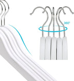 SONGMICS Umerase copii 35x20 cm, set 20 buc, lemn masiv cu bara pentru pantaloni si carlig rotativ, alb