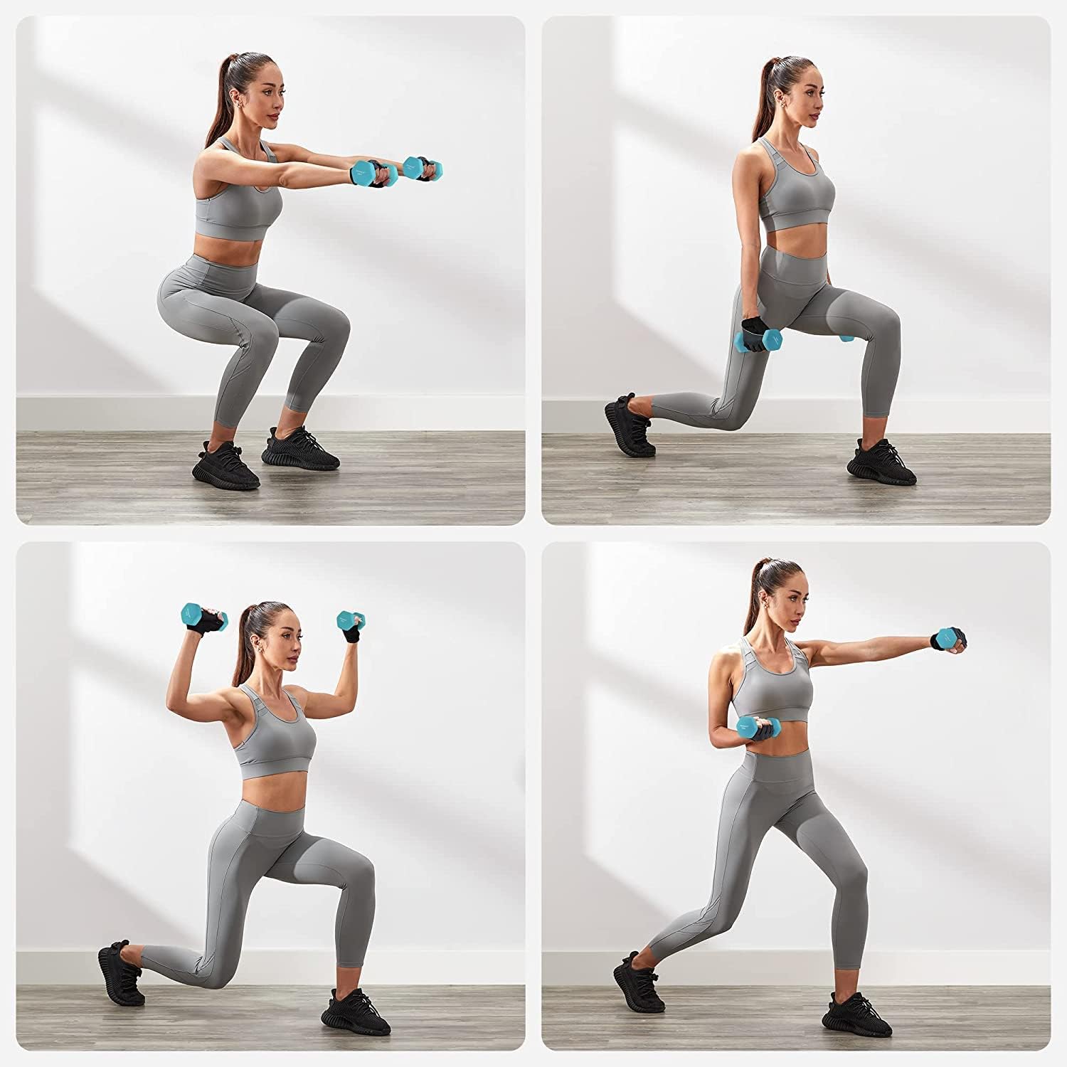 SONGMICS Set de 6 gantere hexagonale cu suport, 2x1 kg 2x2 kg 2x3 kg, multicolor