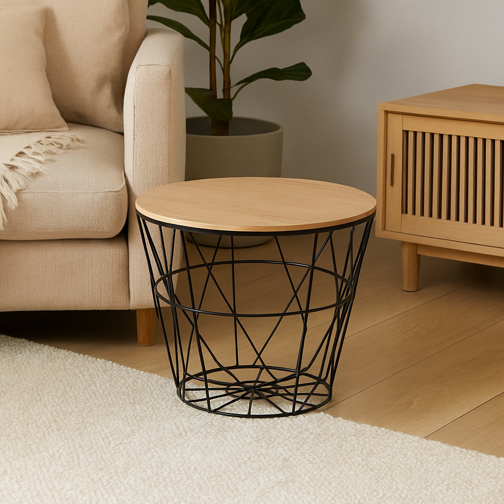 Masuta cafea rotunda Atmosphera Kumi, 38x30 cm, negru