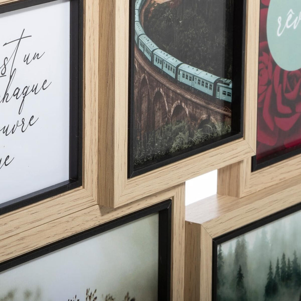 Rama foto Atmosphera Kyle cu 10 locuri, MDF si sticla, 58x49 cm, lemn natur