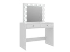 Masa de toaleta si machiaj Mega 12 LED, 100x50x144 cm, cu oglinda iluminata si 2 sertare, alb