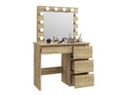 Masa de toaleta si machiaj Hollywood cu oglinda LED si 4 sertare, 94x43x140 cm, craft