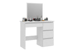 Masa de toaleta si machiaj Beta cu oglinda si 4 sertare, 94x43x130 cm, finisaj alb