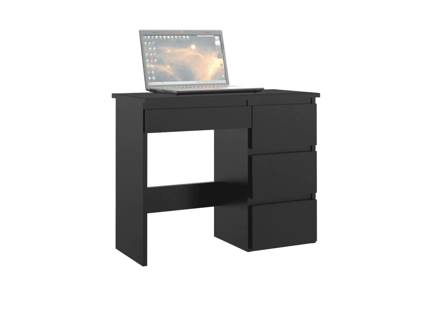 Birou calculator Beta 3 cu 4 sertare, 94x43x75 cm, finisaj negru