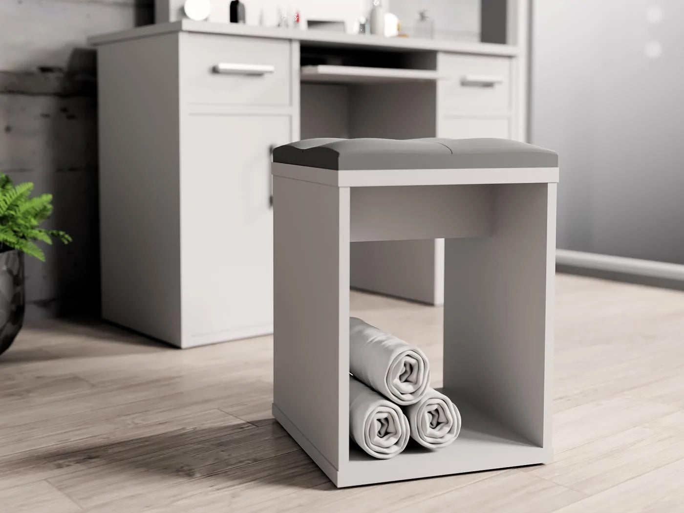 Taburet pentru toaleta cu sezut confortabil, 30x30x42 cm, alb