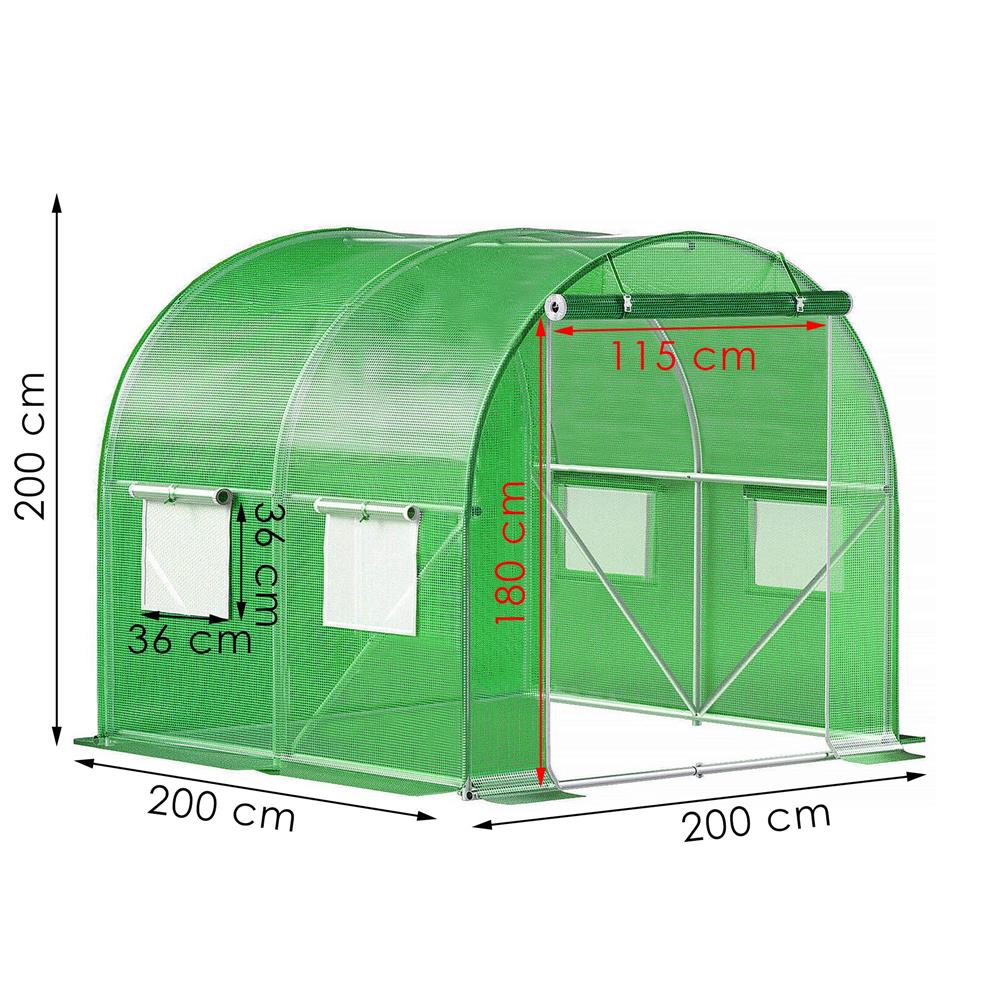 Folie inlocuire pentru sera 200x200x200 cm, PE 140g/mp cu plasa PP, UV4, 4 ferestre si usa cu fermoar, verde