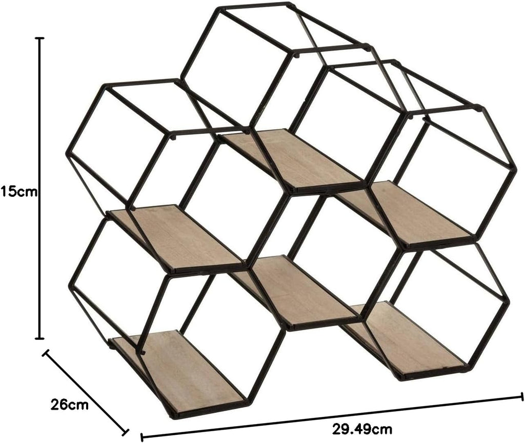 Suport sticle Atmosphera Arty pentru 6 sticle, structura metalica si MDF, 26x15x30 cm, negru