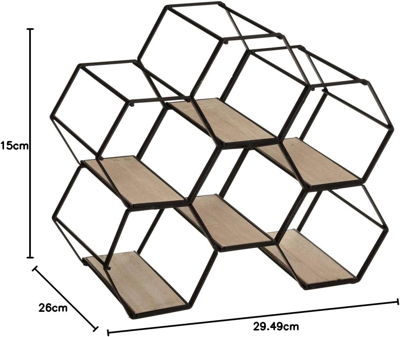 Suport sticle Atmosphera Arty pentru 6 sticle, structura metalica si MDF, 26x15x30 cm, negru