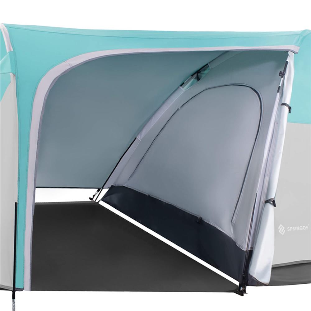 Cort plaja sau camping, impemeabil, cu terasa, 4 locuri, 175x310x130cm, gri albastru