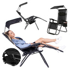 Sezlong pliabil  GC3, Relax Zero Gravity cu parasolar, 175cm, negru