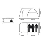 Cort plaja sau camping, impemeabil, cu terasa, 4 locuri, 175x310x130cm, gri albastru