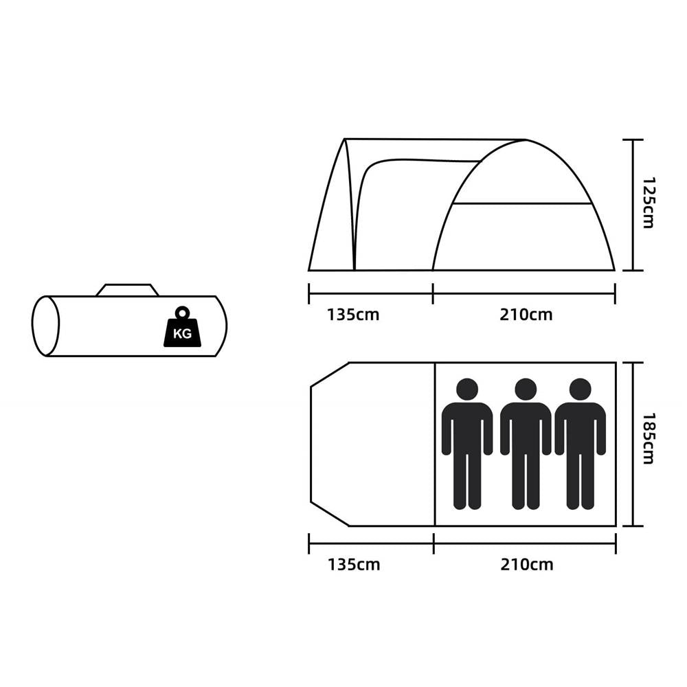 Cort plaja sau camping, impemeabil, cu terasa, 4 locuri, 175x310x130cm, gri albastru