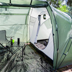 Cort camping, impemeabil, 2 camere + hol, 4 locuri, 460x200x245cm, verde