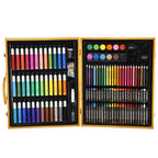 Set de pictura si desen pentru copii, 150 de piese, trusa lemn maro