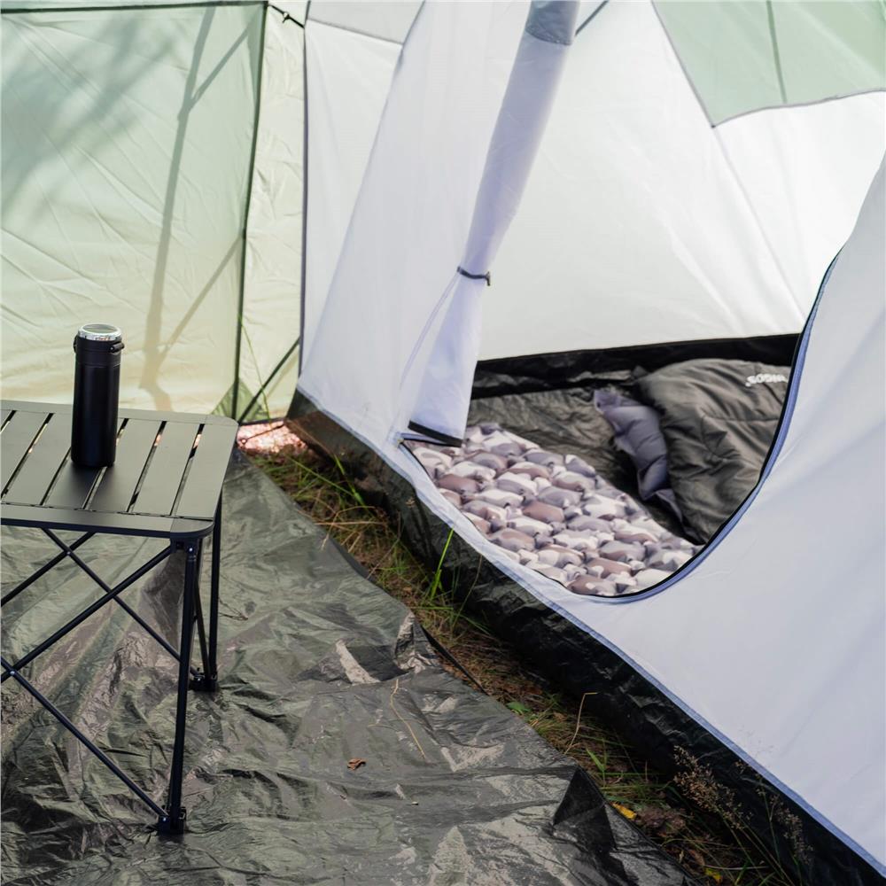 Cort camping, impemeabil, 2 camere + hol, 4 locuri, 460x200x245cm, verde