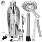 Set Cocktail Shaker Kit pentru barmani 750ml, KI25, suport bambus, 12 piese