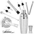 Set Cocktail Shaker Kit pentru barmani 750ml, KI25, suport bambus, 12 piese
