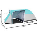 Cort plaja sau camping, impemeabil, cu terasa, 4 locuri, 175x310x130cm, gri albastru