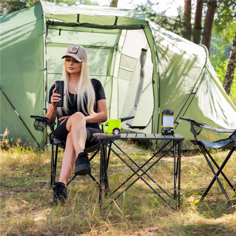 Cort camping, impemeabil, 2 camere + hol, 4 locuri, 460x200x245cm, verde