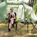 Cort camping, impemeabil, 2 camere + hol, 4 locuri, 460x200x245cm, verde