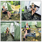 Cort camping, impemeabil, 2 camere + hol, 4 locuri, 460x200x245cm, verde