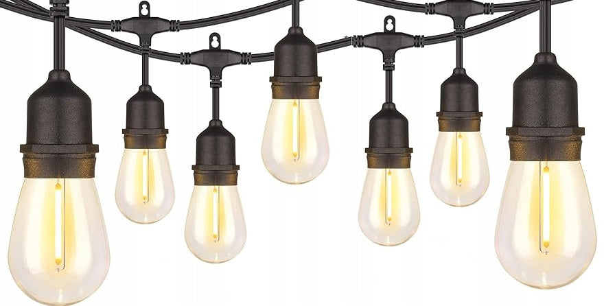 Ghirlanda luminoasa decorativa pentru exterior, alimentare la priza, 10 metri, 10 becuri LED cu iluminare calda 3000K, IP 44