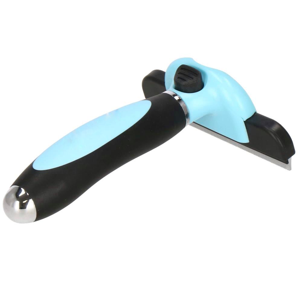 Perie trimmer pentru caini si pisici cu par lung sau scurt, autocuratare, lama 10cm, negru albastru