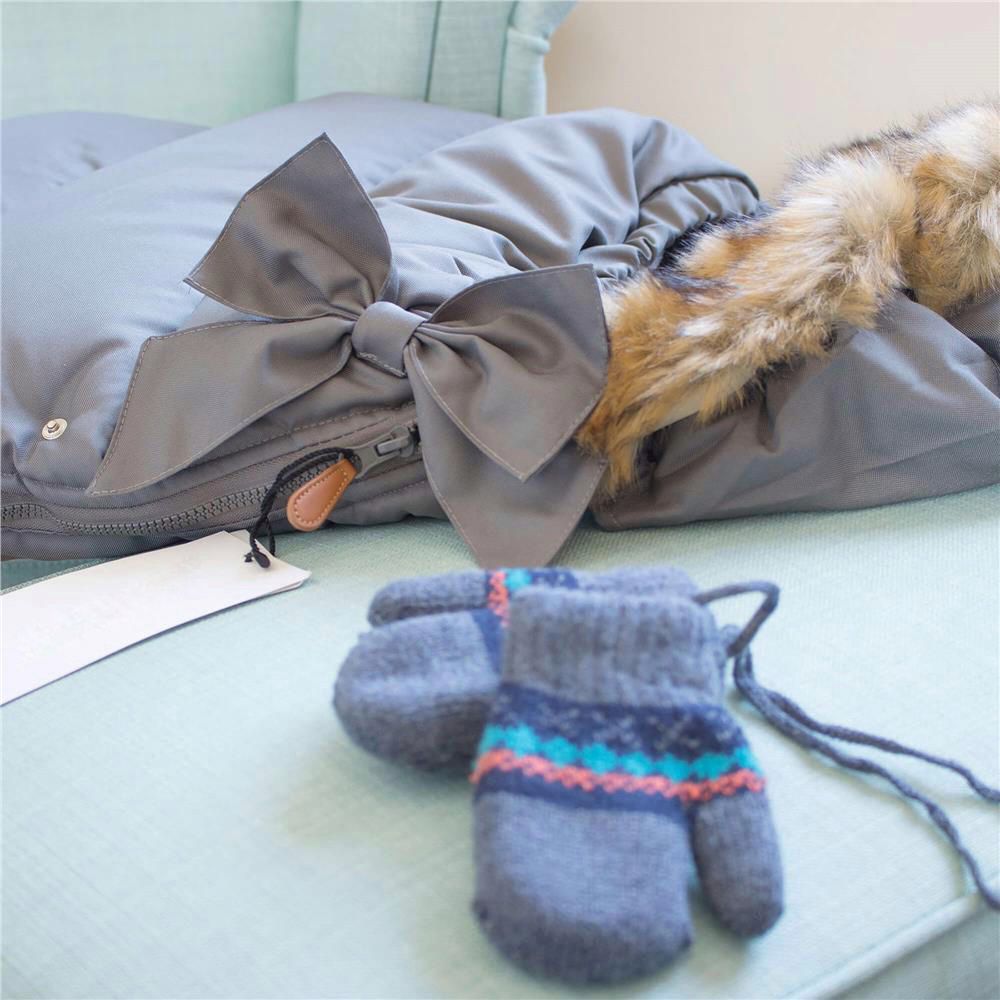 Sac iarna de bebelusi pentru carucior, marime universala, 90x45cm, gri inchis