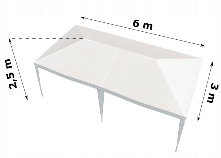 Cort pavilion de gradina, 600x300 cm, impermeabil cu rezistenta UV, alb