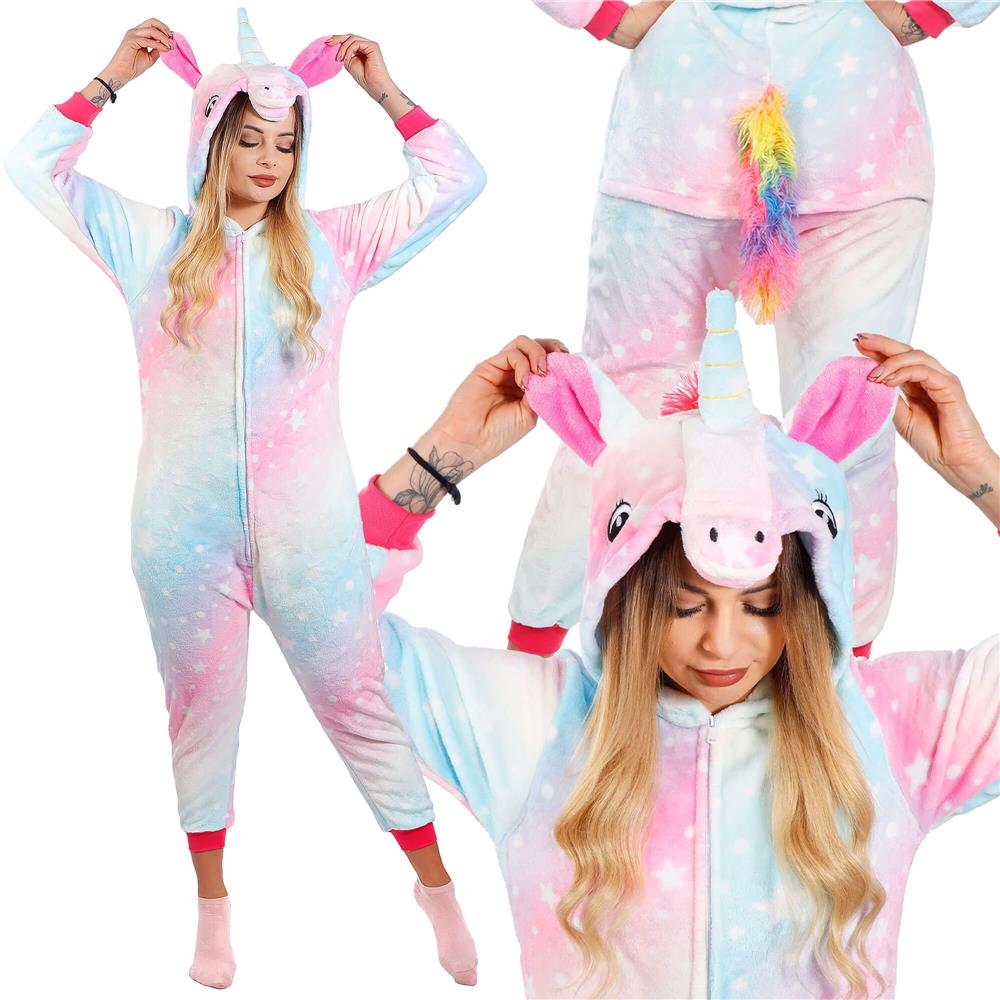 Pijama tip salopeta pentru dama, model unicorn, marime S