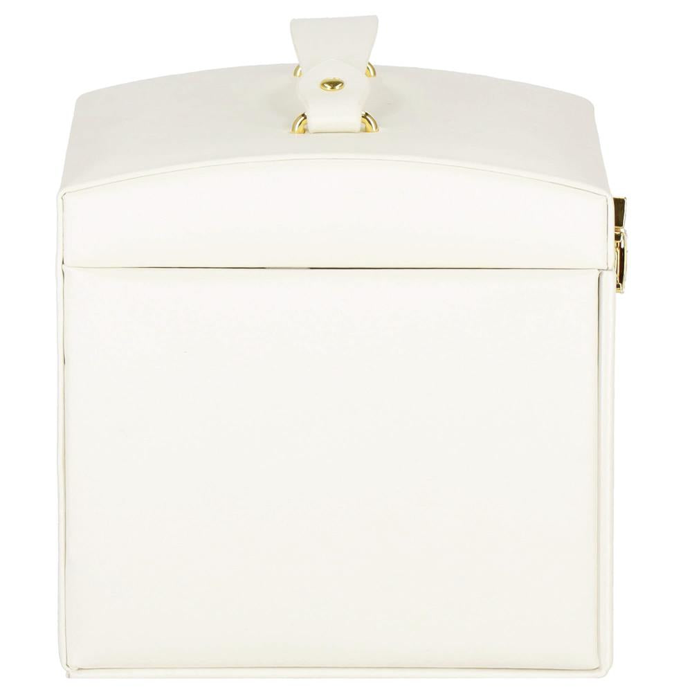 (DL) Cutie depozitare si organizare bijuterii, MDF, piele ecologica, 17,5 x 12 x 13,5 cm., crem