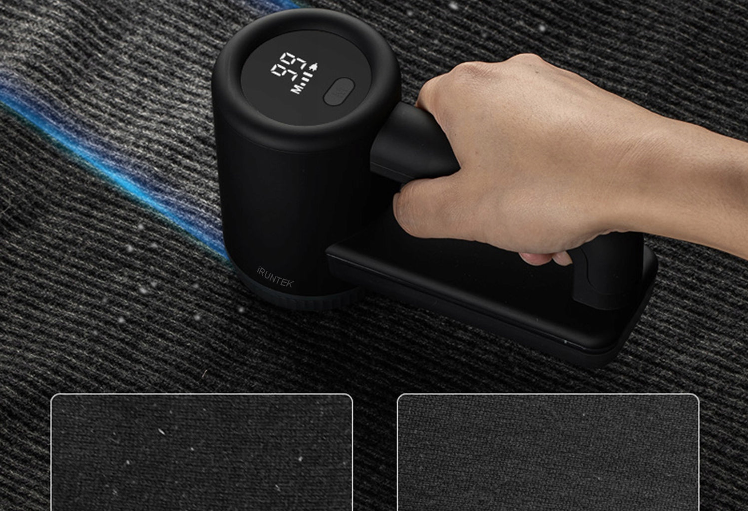 Aparat de curatat scame, 3 trepte, afisaj LCD, incarcare USB, pentru toate tipurile tesaturi