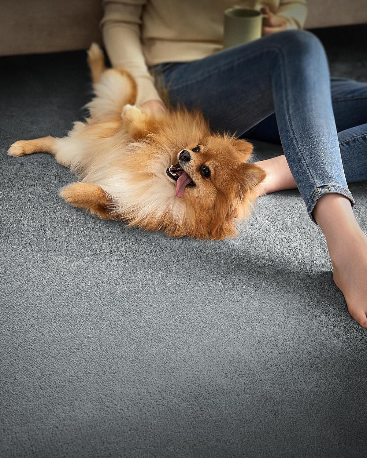 SONGMICS Covor decorativ antiderapant, lavabil la masina, 120x170 cm, gri