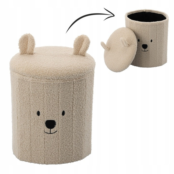 Taburet pentru copii, pliabil cu spatiu depozitare, 80kg, 28×34 cm, bej