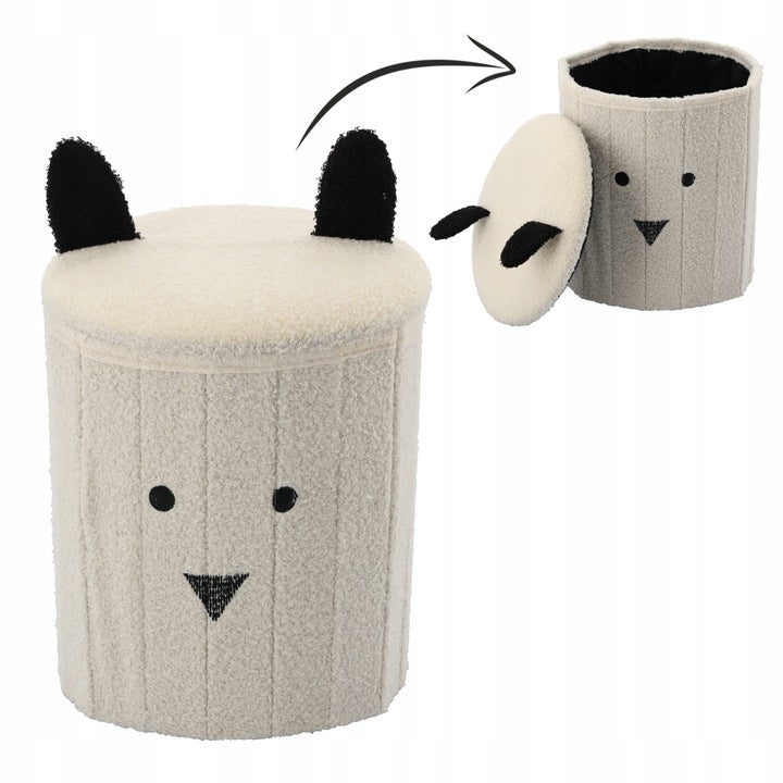 Taburet pentru copii, pliabil cu spatiu depozitare, 80kg, 28×34 cm, bej