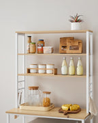 VASAGLE Raft de bucatarie cu spatiu pentru cuptorul cu microunde, 6 rafturi, otel, industrial, 40x80x167cm, maro stejar si alb