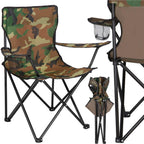 Scaun pliabil camping sau pescuit, suport pahar, 80x40x45cm, camuflaj
